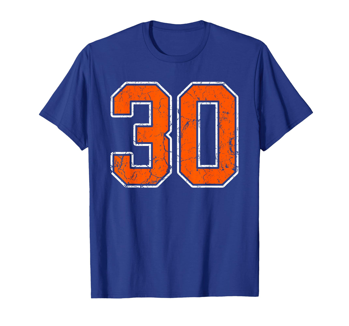 Distressed Orange White Number 30 Jersey Player Uniform #30 T-Shirt