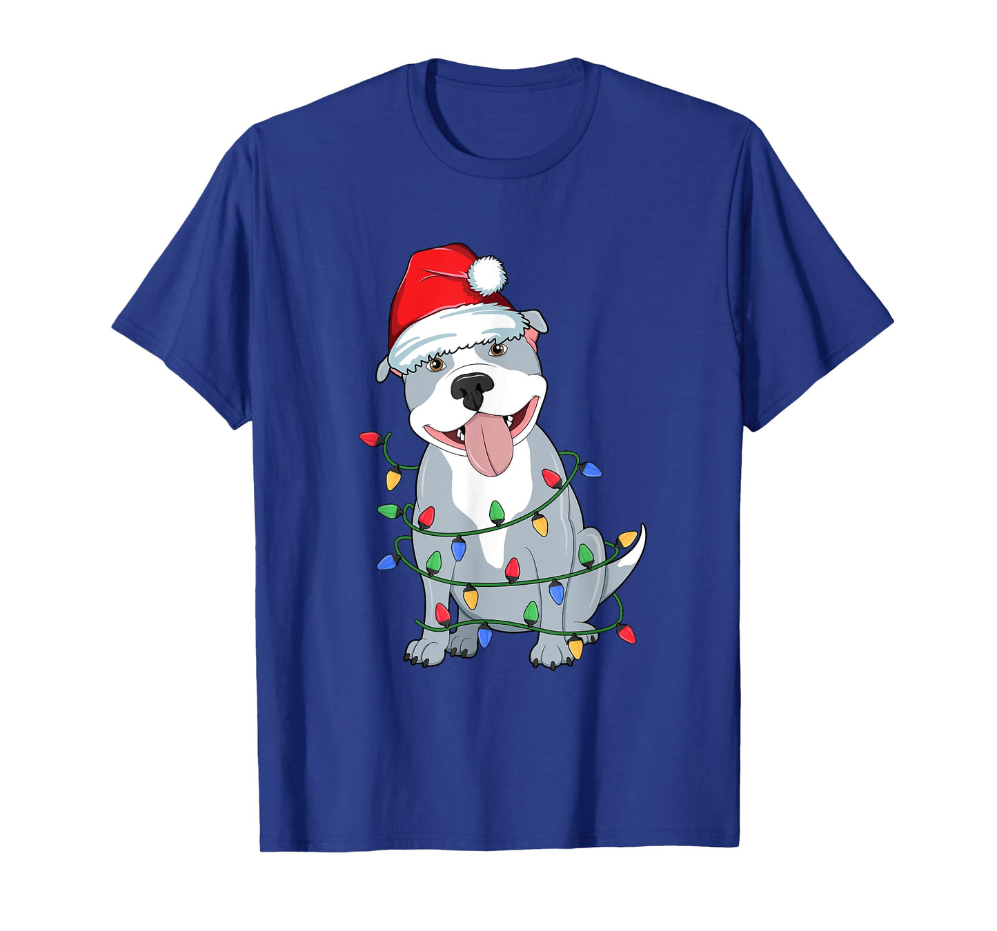 Pitbull Christmas Tree Lights Kawaii Pitty Dog Lover Xmas Men Women Kids T-Shirt