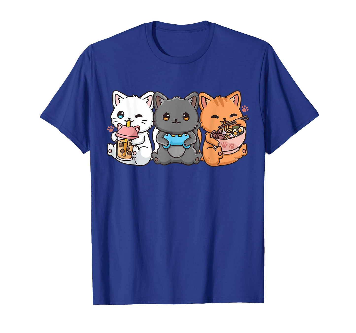 Anime Boba Tea Bubble Tea Gaming Gamer Ramen Cat T-Shirt Small