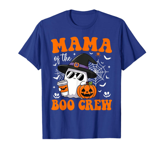Mama of Boo Crew Groovy Ghost Matching Family Halloween T-Shirt