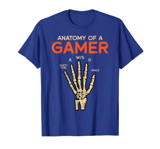 Anatomy Of A Gamer Skeleton Hand Funny Men Boys Kids Teens T-Shirt