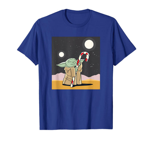 Star Wars The Mandalorian Grogu Christmas Holiday Candy Cane T-Shirt