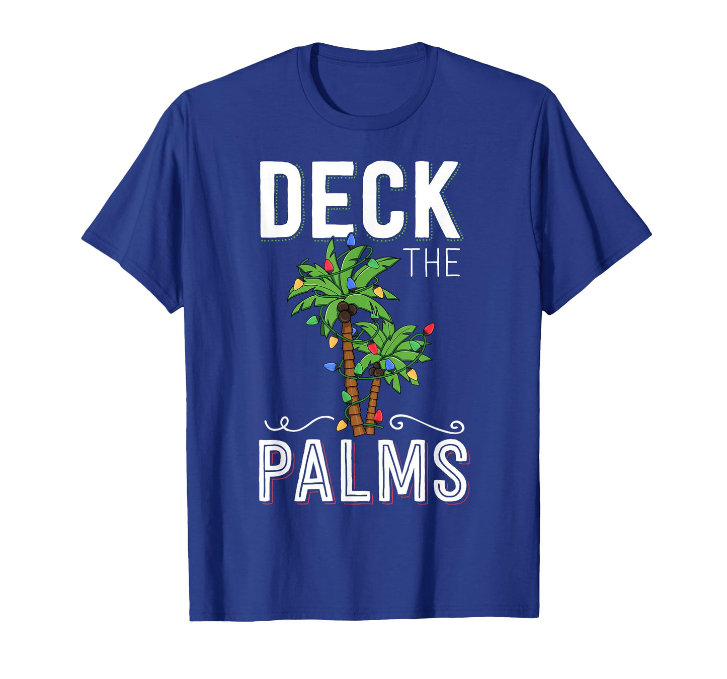 Deck The Palms Tropical Hawaii Christmas Palm Tree Lights T-Shirt