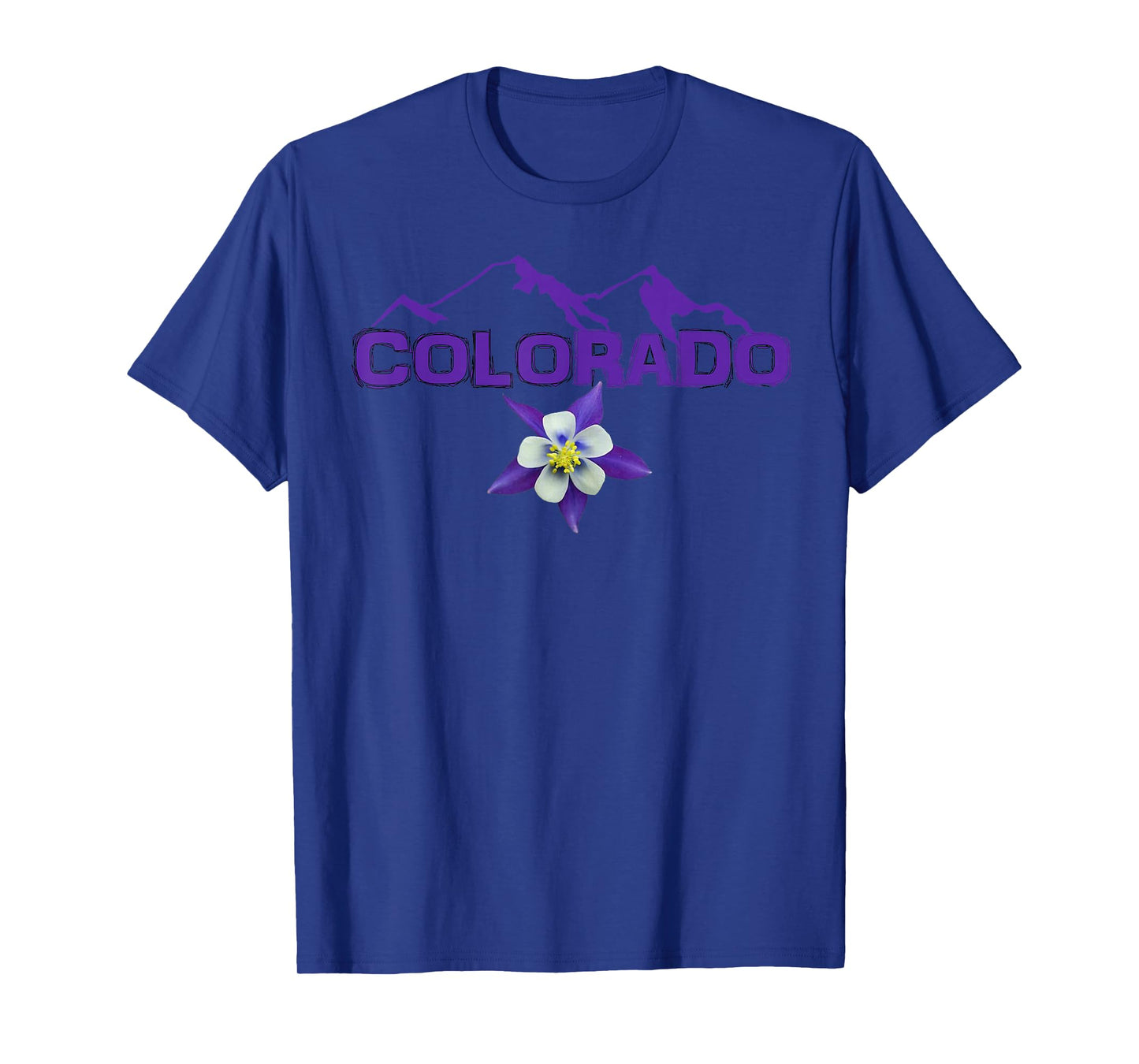 Colorado Mountain Silhouette, Columbine State Flower T Shirt T-Shirt