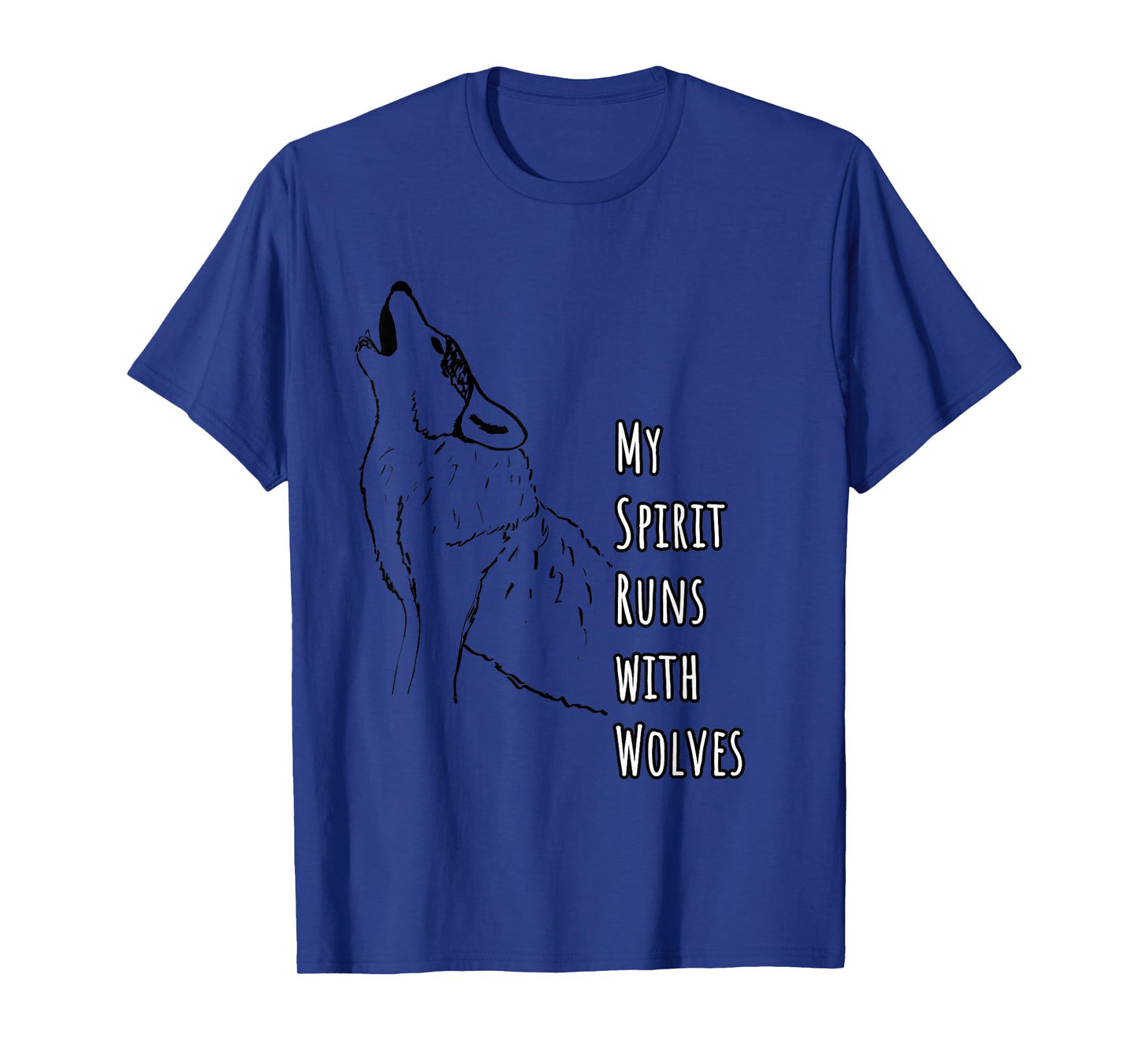 My Spirit Runs with Wolves Wolf Illustration Nature Wildlife T-Shirt