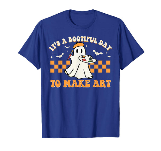 It's A Bootiful Day To Make Art Halloween Art Teacher Groovy T-Shirt