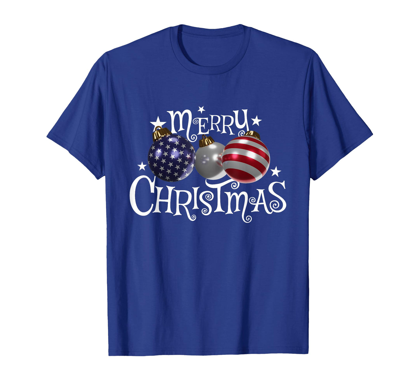 American Flag Merry Christmas Tree Baubles US Patriotic Xmas T-Shirt