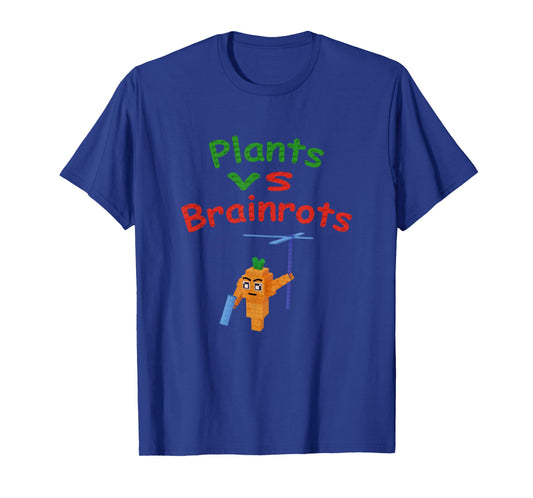 Plants vs Brainrots Funny Mr Carrot Gamer T-Shirt