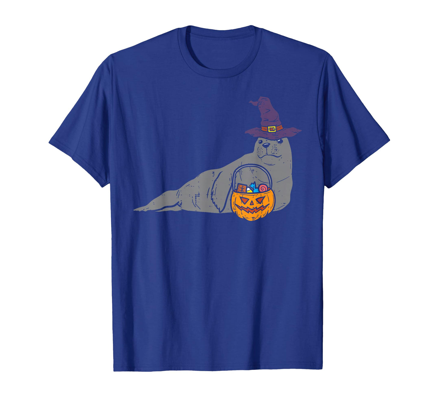 Seal Sea Lion Witch Pumpkin Halloween Animal Men Women Kids T-Shirt