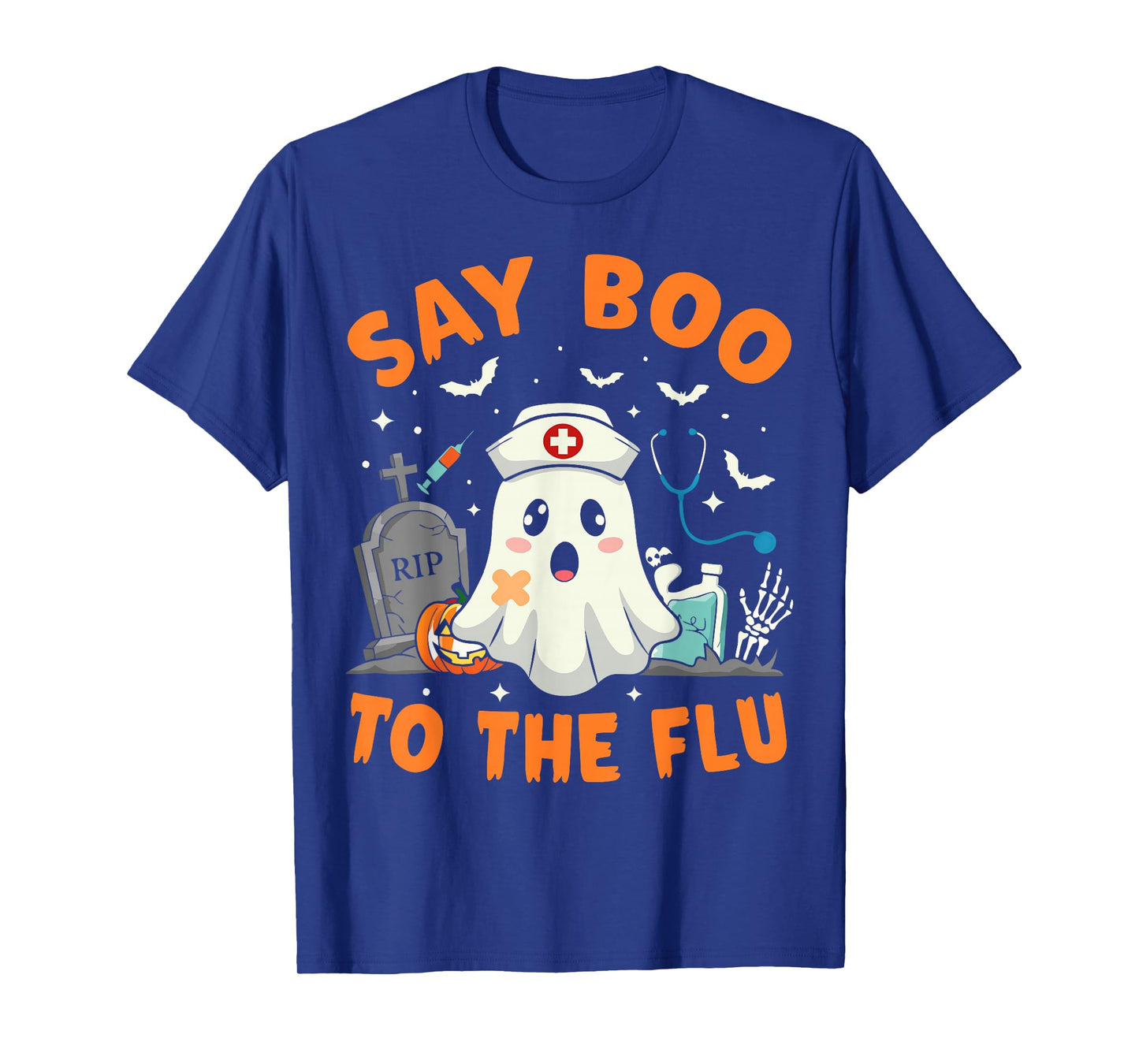 Funny Ghost Pharmacist Halloween Vaccine Say Boo to The Flu T-Shirt