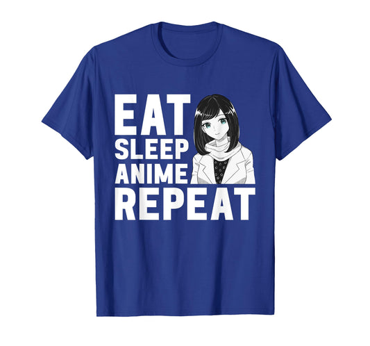 Eat Sleep Anime Repeat Girls Boys Funny Anime Lover T-Shirt