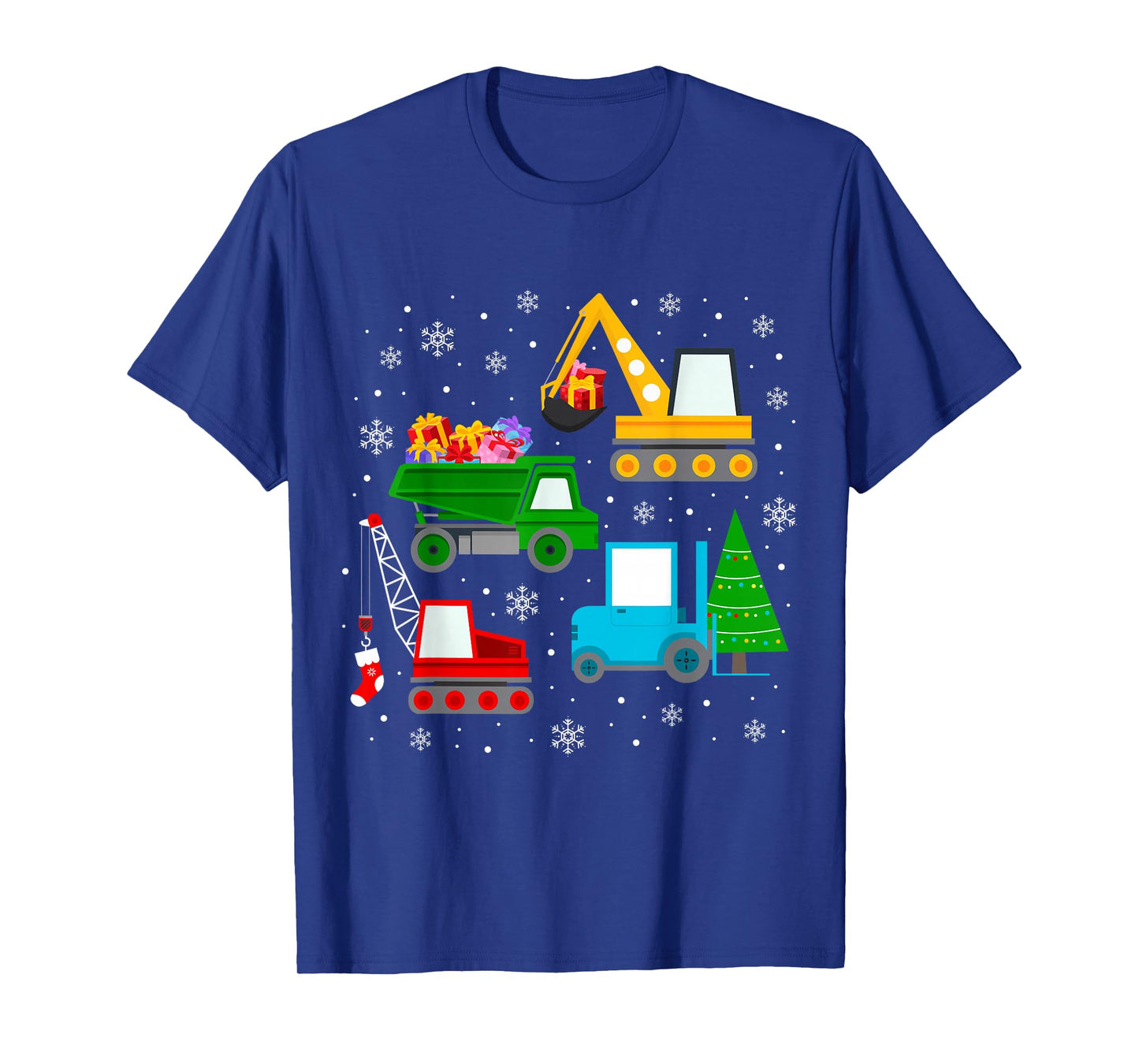 Boys Christmas Shirt Kids Toddler Construction Vehicles Xmas T-Shirt