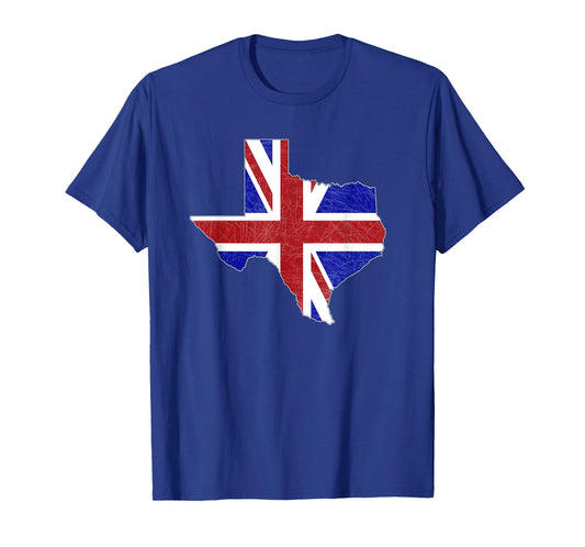 British Texas - UK Union Jack Flag Texas State Shape Design T-Shirt