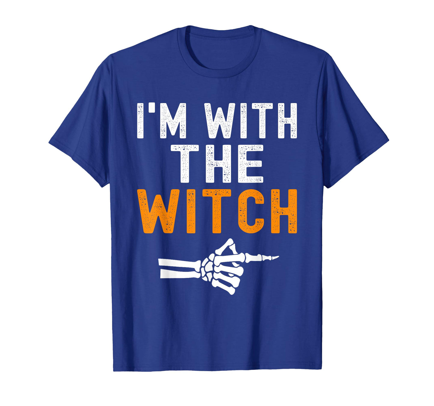 I'm With The Witch Funny Skeleton Halloween Matching Couple T-Shirt