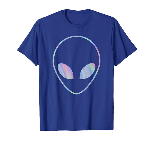 Trendy Alien Holographic Big Face T-Shirt