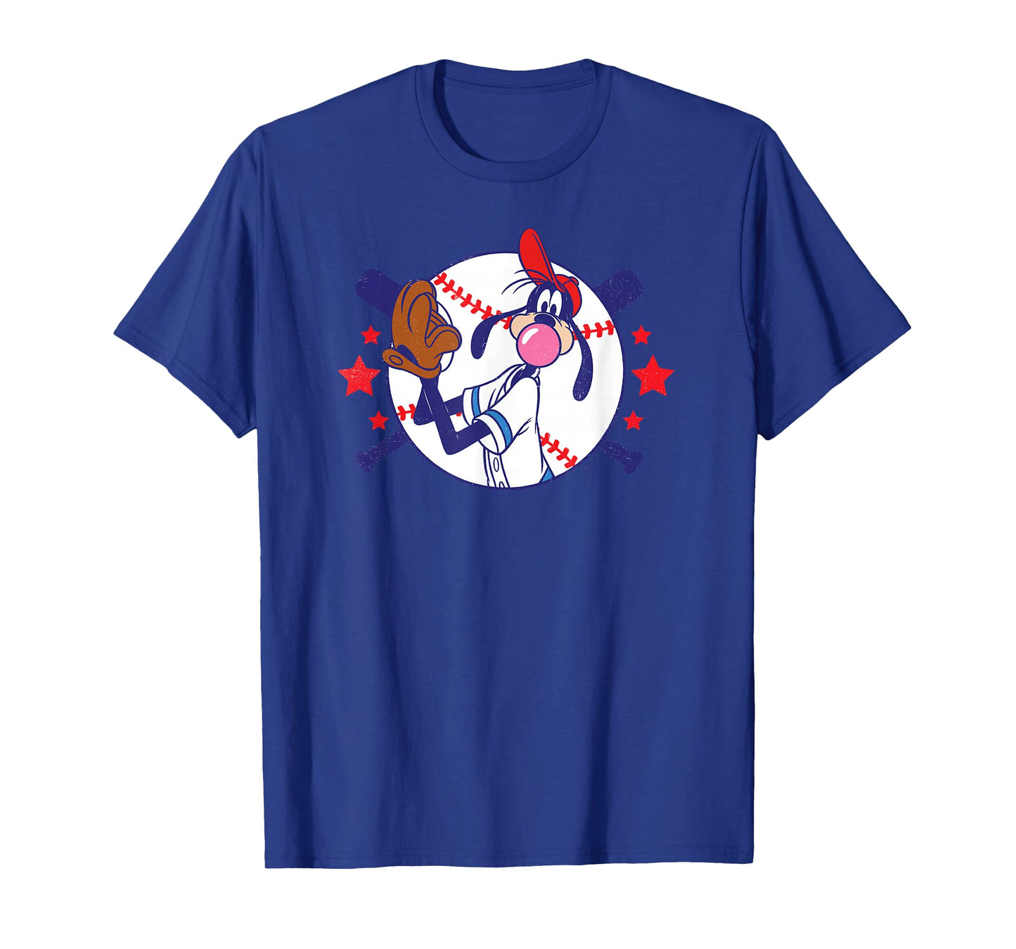 Disney Goofy Baseball Pitcher Bubble Gum Distressed T-Shirt