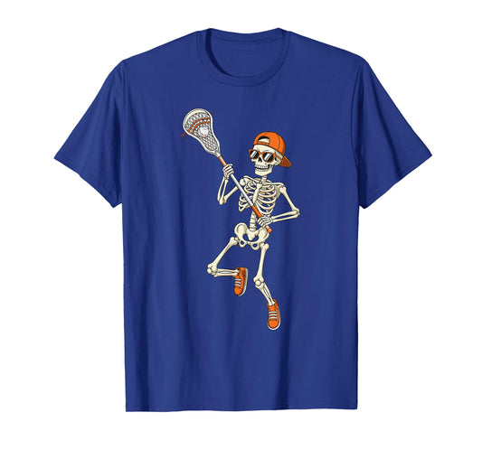 Halloween Skeleton Funny Lacrosse Boys Teens Men Men T-Shirt
