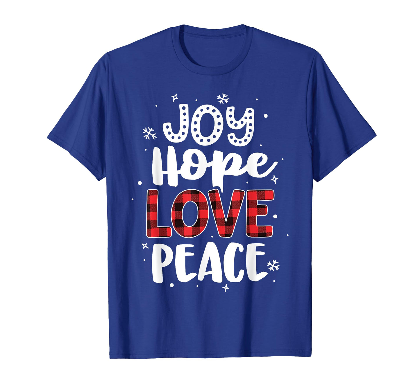 Joy Hope Love Peace Red Buffalo Plaid Christmas Mom Women T-Shirt