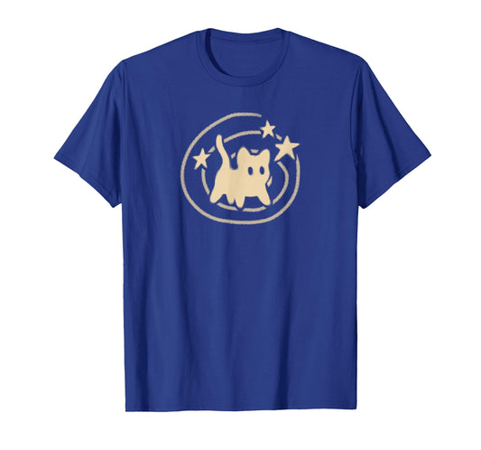 90s Y2K Scary Tomcat Cat is Scared Under Starry Tail T-Shirt