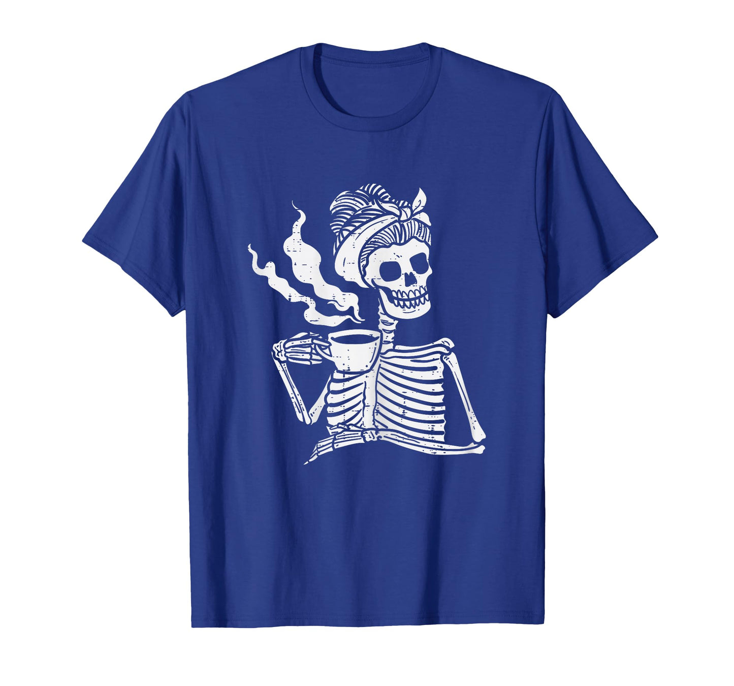 Skeleton Woman Mom Bun Coffee Funny Halloween Costume Women T-Shirt