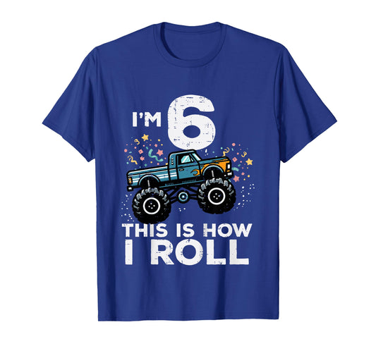 Kids Im 6 Years Old Monster Truck 6th Birthday Boys Kids T-Shirt