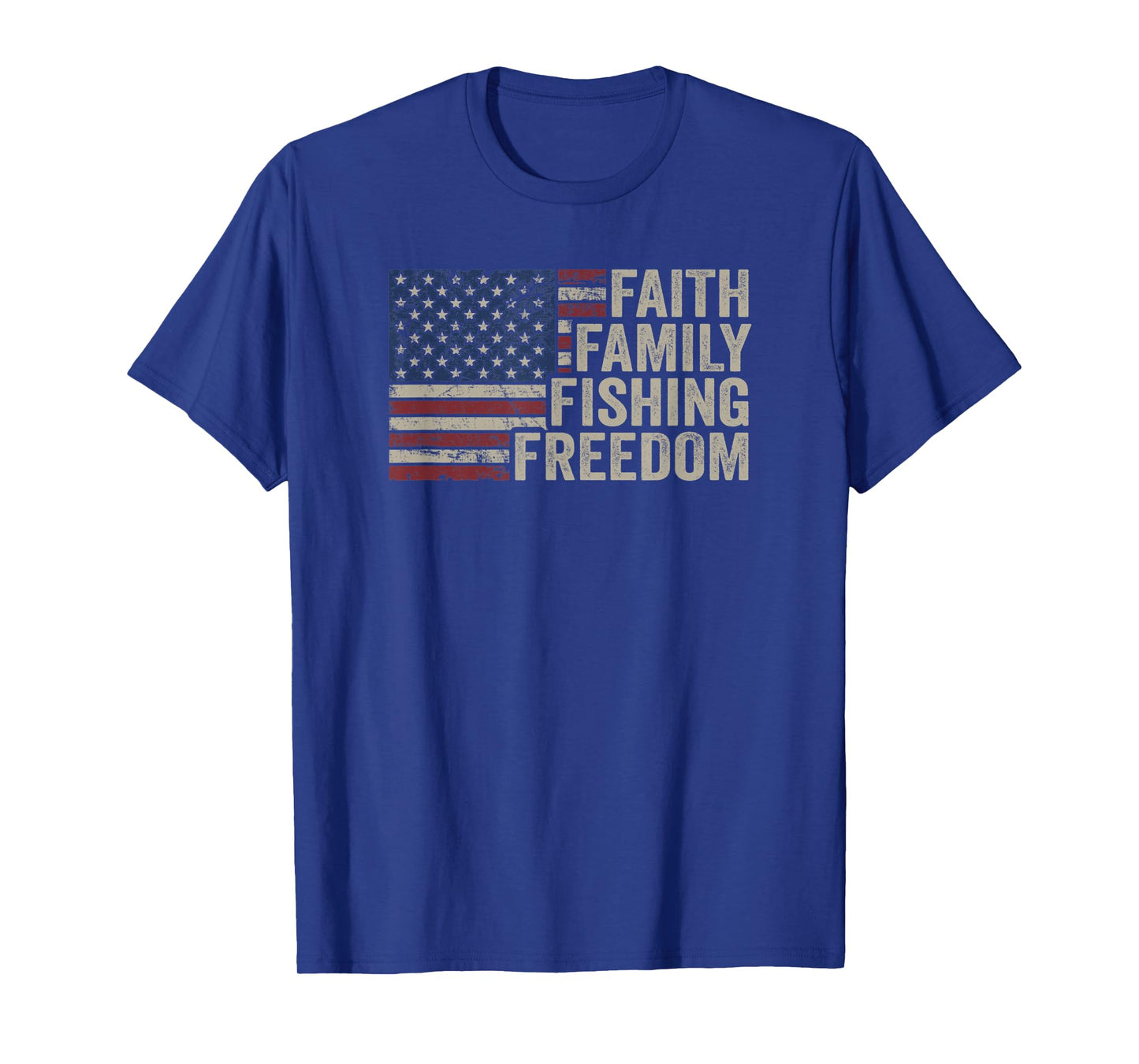 Faith Family Fishing Freedom - Funny Vintage Bass Fisherman T-Shirt