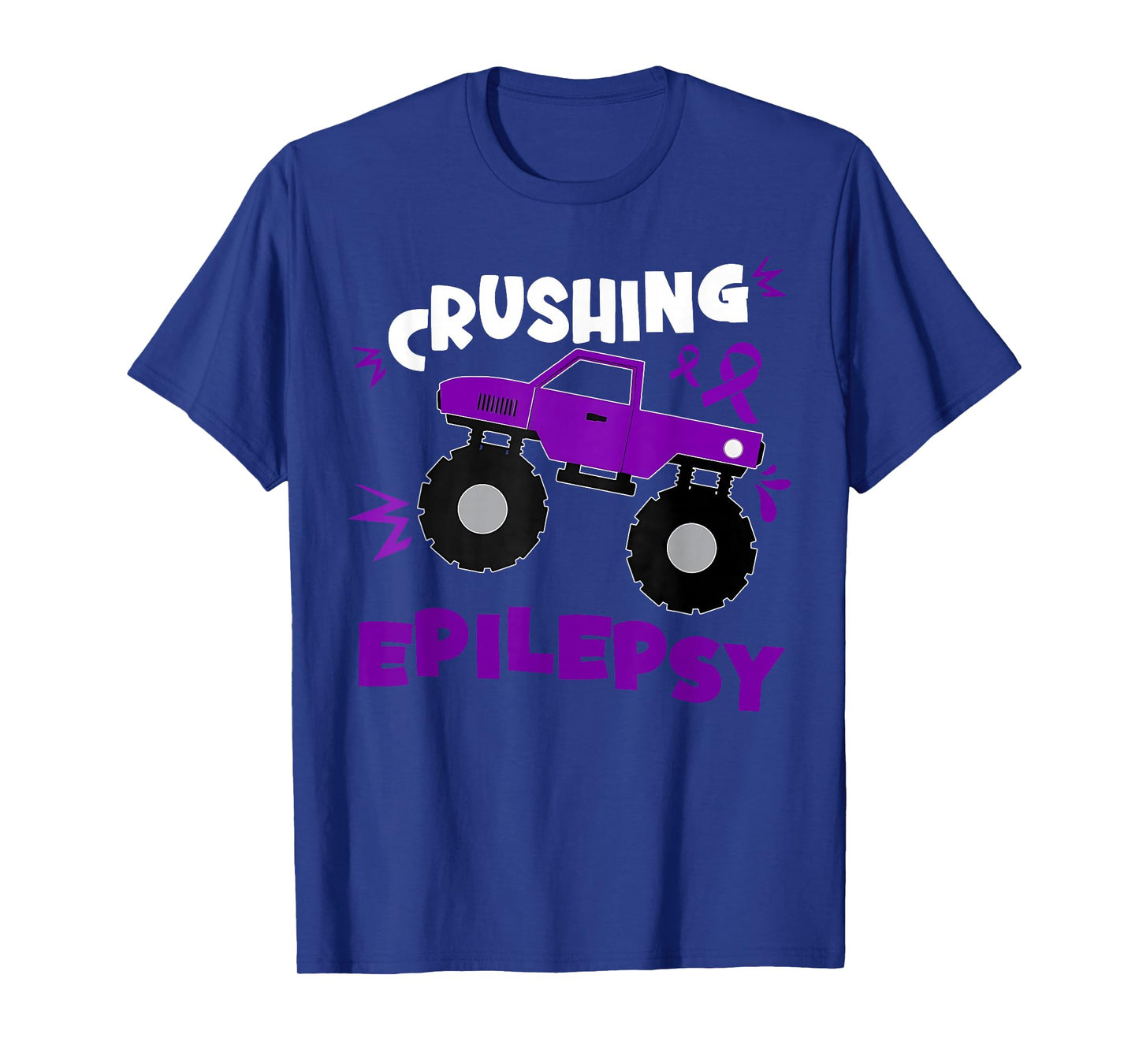 Crushing Epilepsy Awareness Purple Ribbon Monster Truck T-Shirt