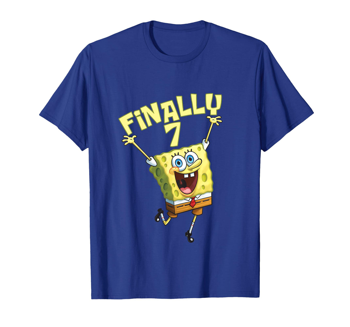 Mademark x SpongeBob SquarePants - Kids Original SpongeBob Square Pants - 7th Birthday. Finally 7. T-Shirt