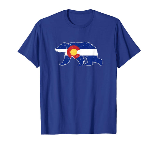 Colorado State Flag Walking Bear Patriotic Vintage Gift Tee T-Shirt