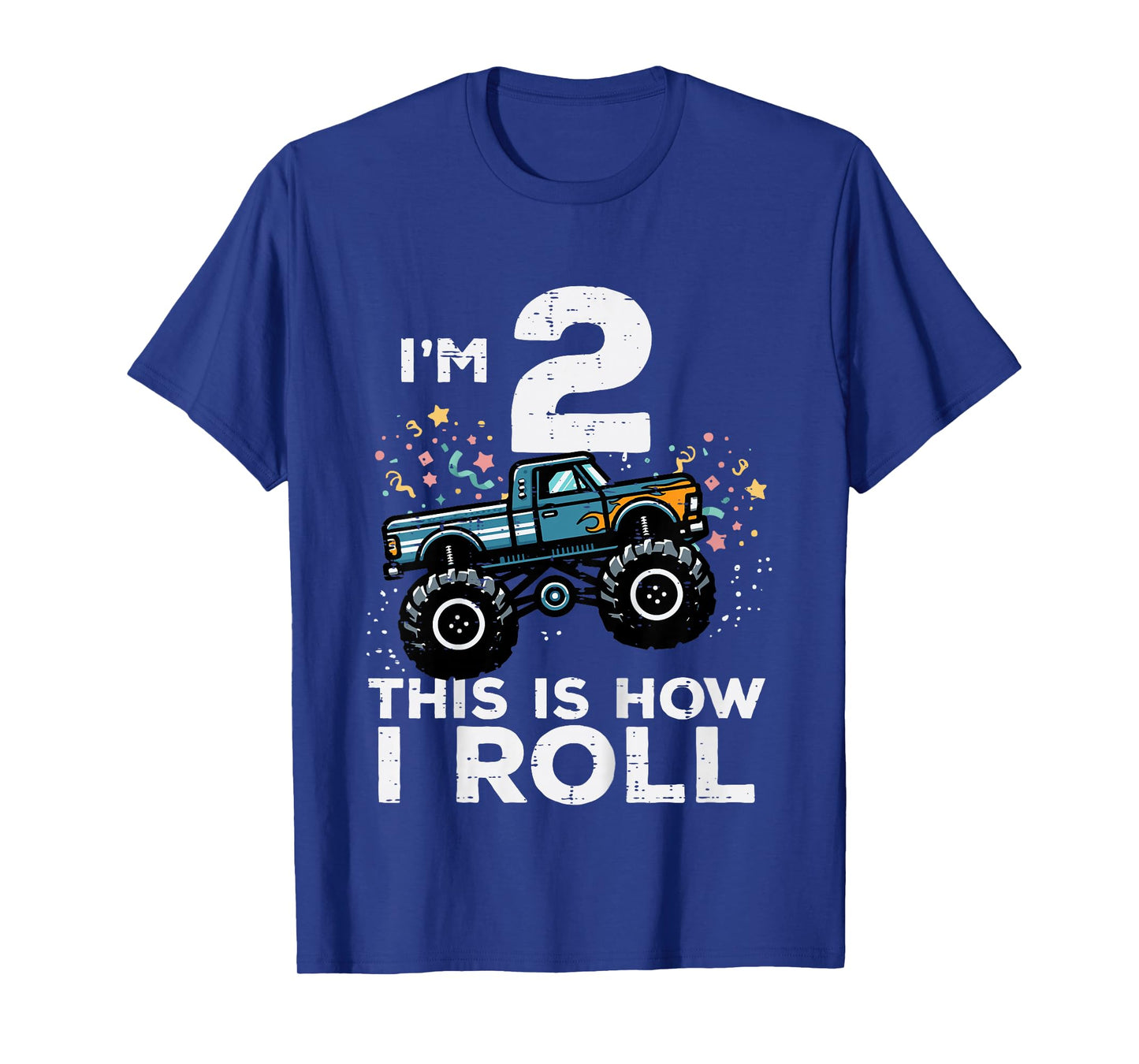 Kids Im 2 Monster Truck This How I Roll 2nd Birthday Boys Kids T-Shirt