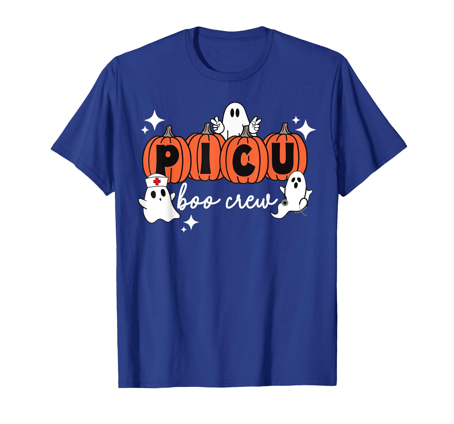 PICU Boo Crew Pumpkin Ghost Pediatric ICU Nurse Halloween T-Shirt