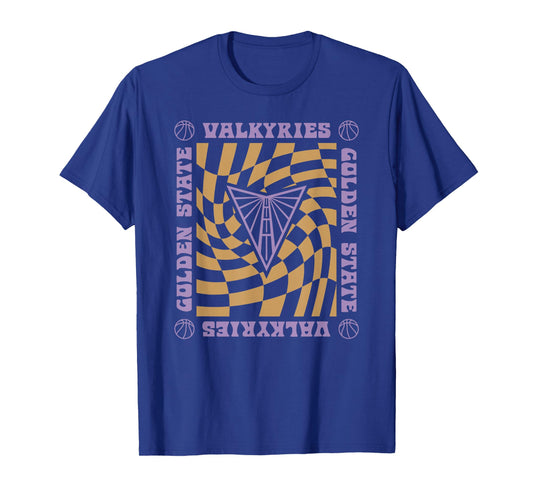 WNBA Golden State Valkyries Retro Wavy Checkerboard T-Shirt