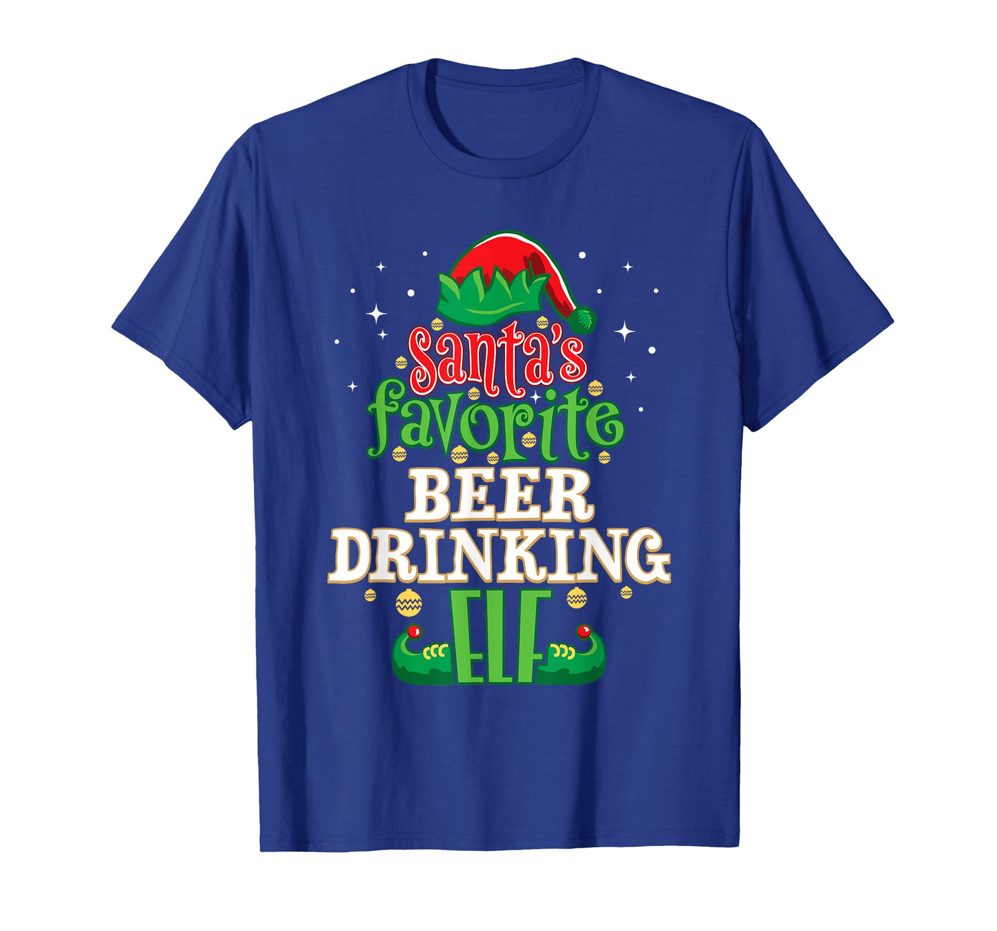 Santa's Favorite Beer Drinking Elf Christmas Matching T-Shirt