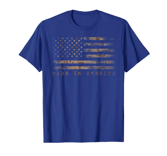 Made In America With US Flag Design For USA Independence Day T-Shirt