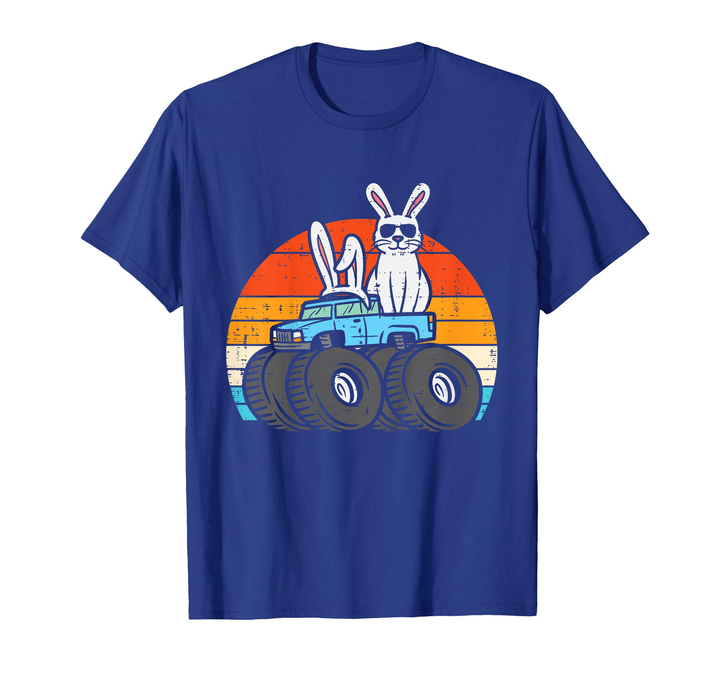 Kids Easter Bunny Rabbit Monster Trucks Retro Boys Kids Toddler T-Shirt