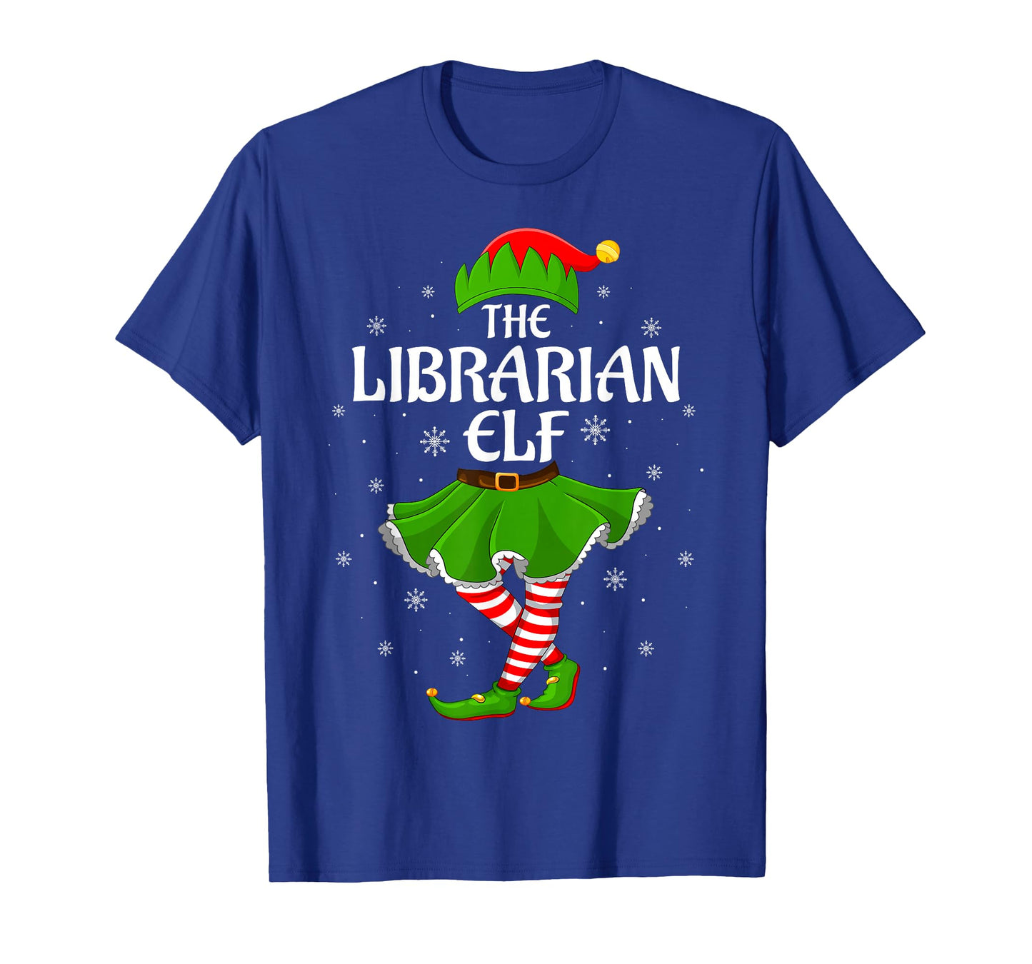 Librarian Elf Christmas Family Women Girls Elf Squad Xmas T-Shirt