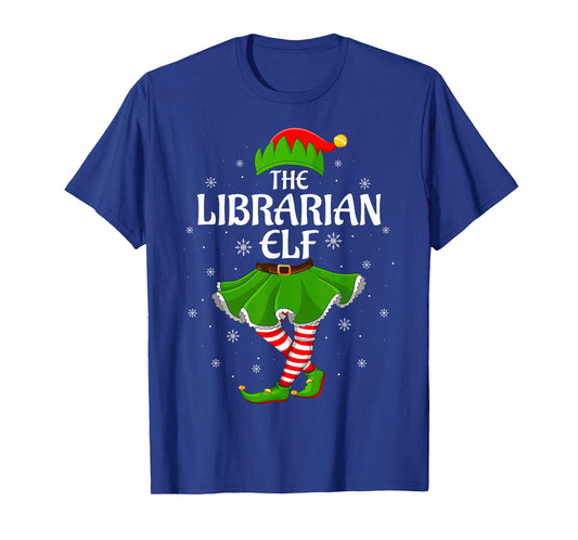 Librarian Elf Christmas Family Women Girls Elf Squad Xmas T-Shirt