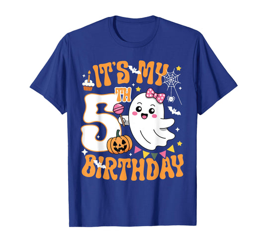 It's My 5th Birthday 5 Years Old Funny Halloween Boo Ghost T-Shirt