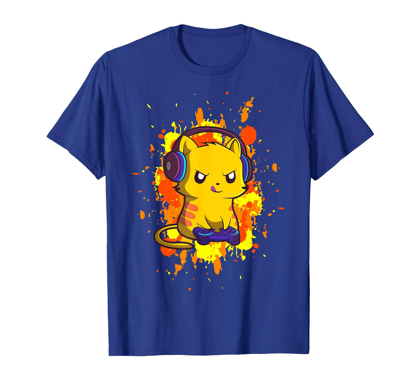 Gaming Cat - Cyber Gamer PC Nerdy Kitty Kitten Headphones T-Shirt