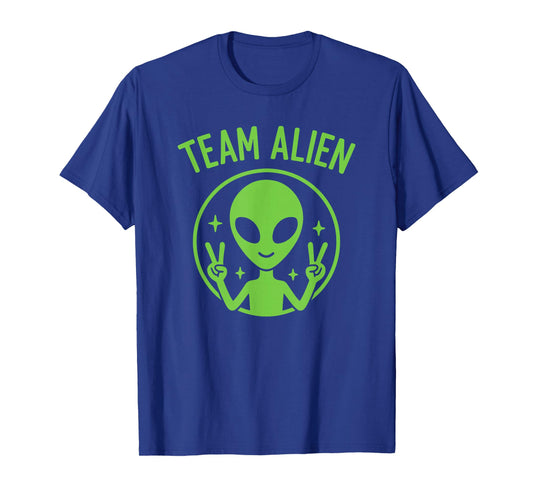 Team Alien – Funny Green Extraterrestrial Peace Sign Cartoon T-Shirt