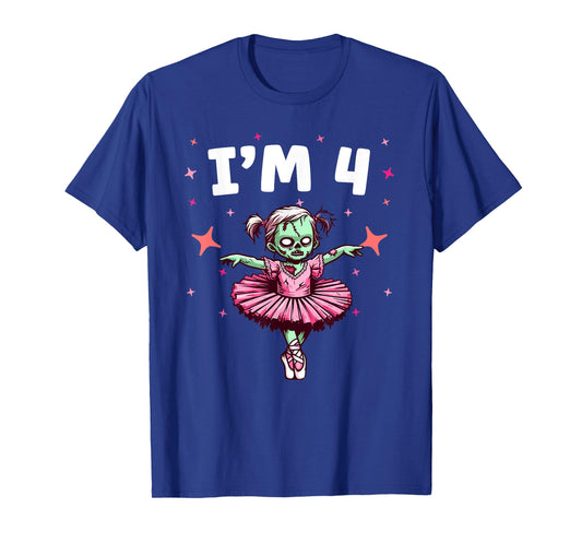 Ballerina Zombie Birthday 4th Birthday Party I'm 4 T-Shirt