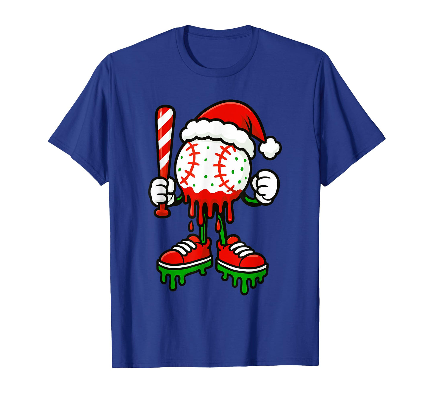 Ice Cream Drip Baseball Christmas Baseball Drip Candy Cane T-Shirt