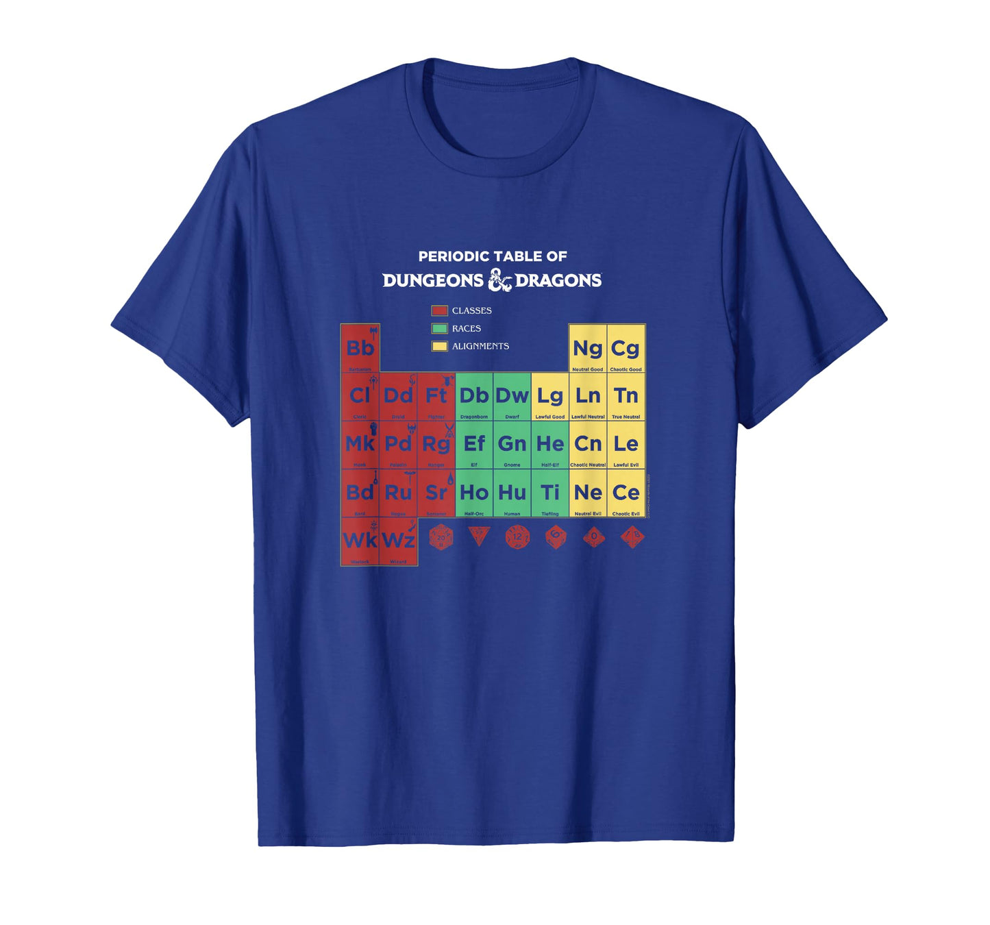 Dungeons & Dragons Periodic Table Classes Races Alignments T-Shirt