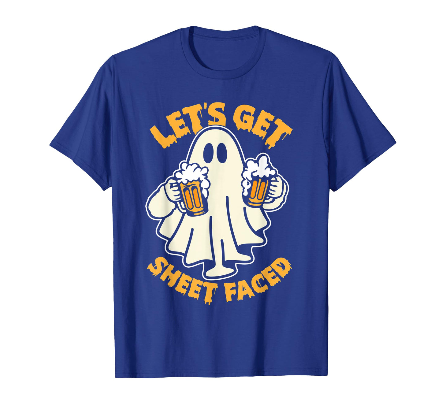 Let's Get Sheet Faced Funny Ghost Drinking Beer Halloween T-Shirt