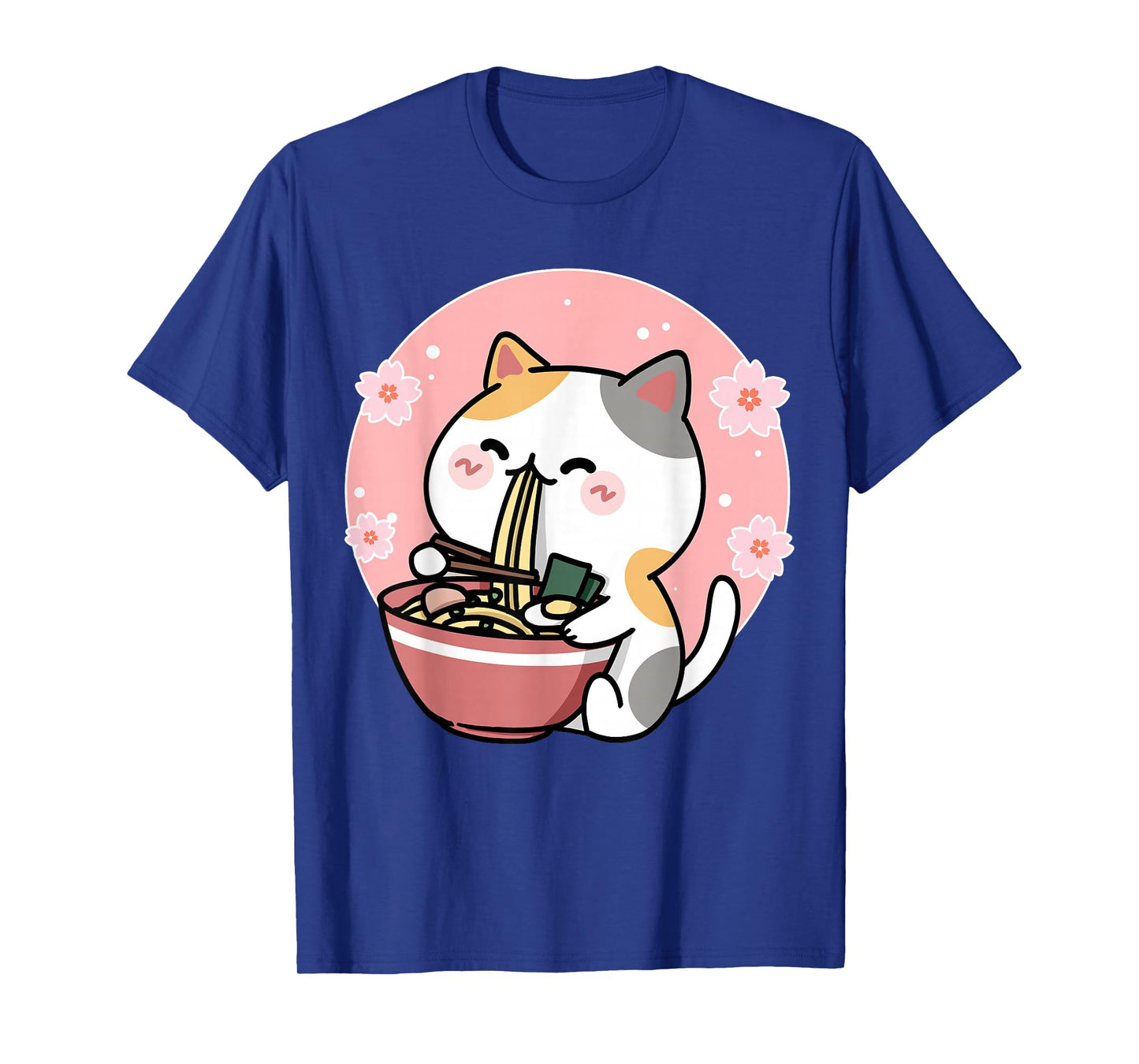Cute Ramen Cat Kawaii Anime Sakura Pink T-Shirt