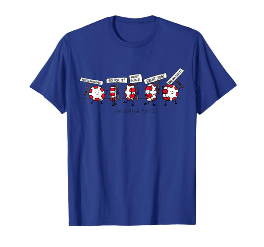 Encourage Mints Marching - funny, peppermint cartoon t-shirt T-Shirt