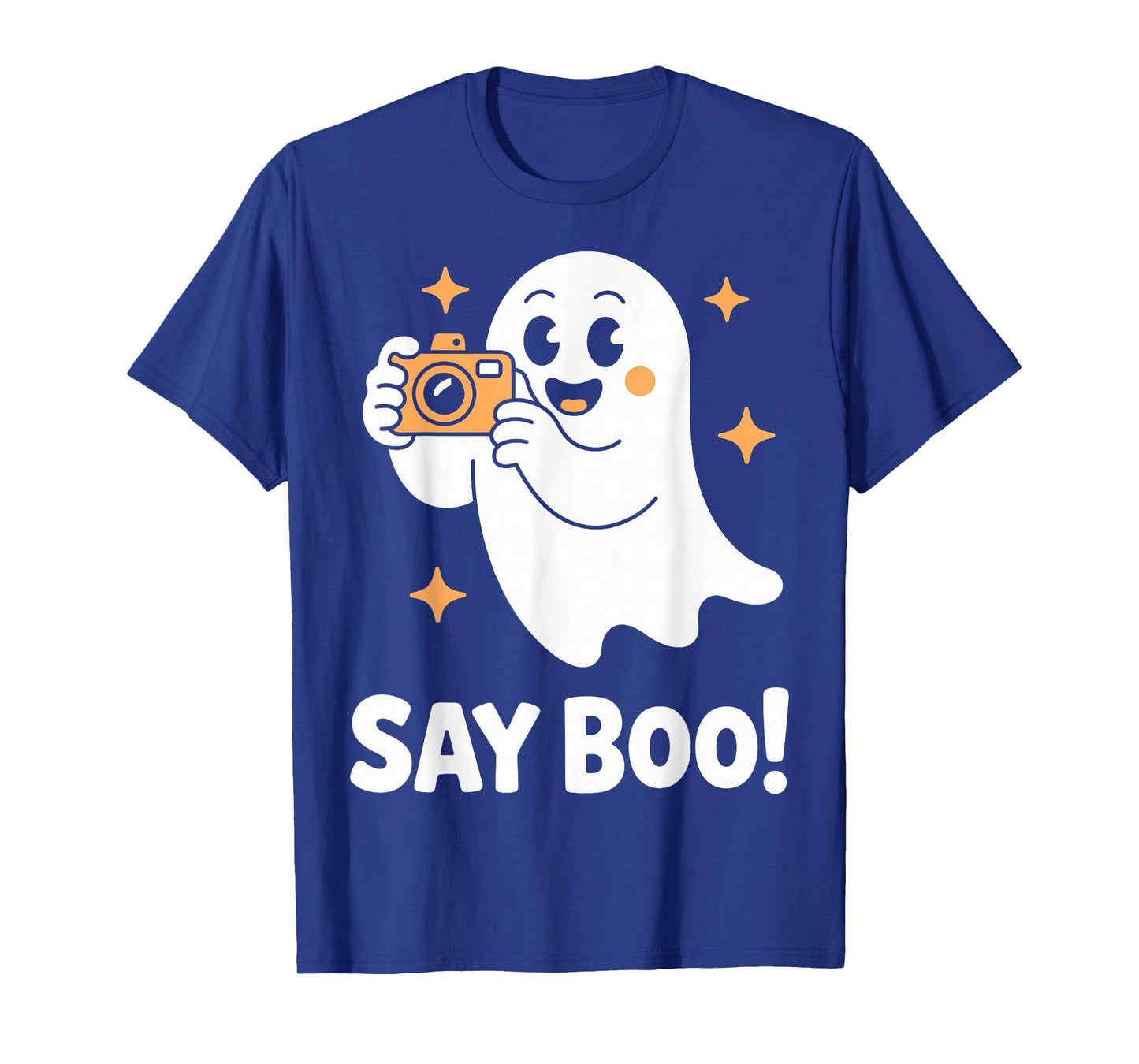 Say Boo Ghost Photographer with Camera Funny Halloween T-Shirt