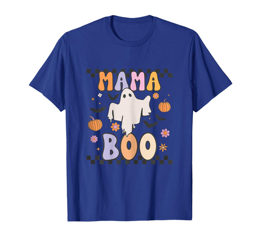 Mama Boo Cute Retro Groovy Ghost Halloween Family Matching T-Shirt