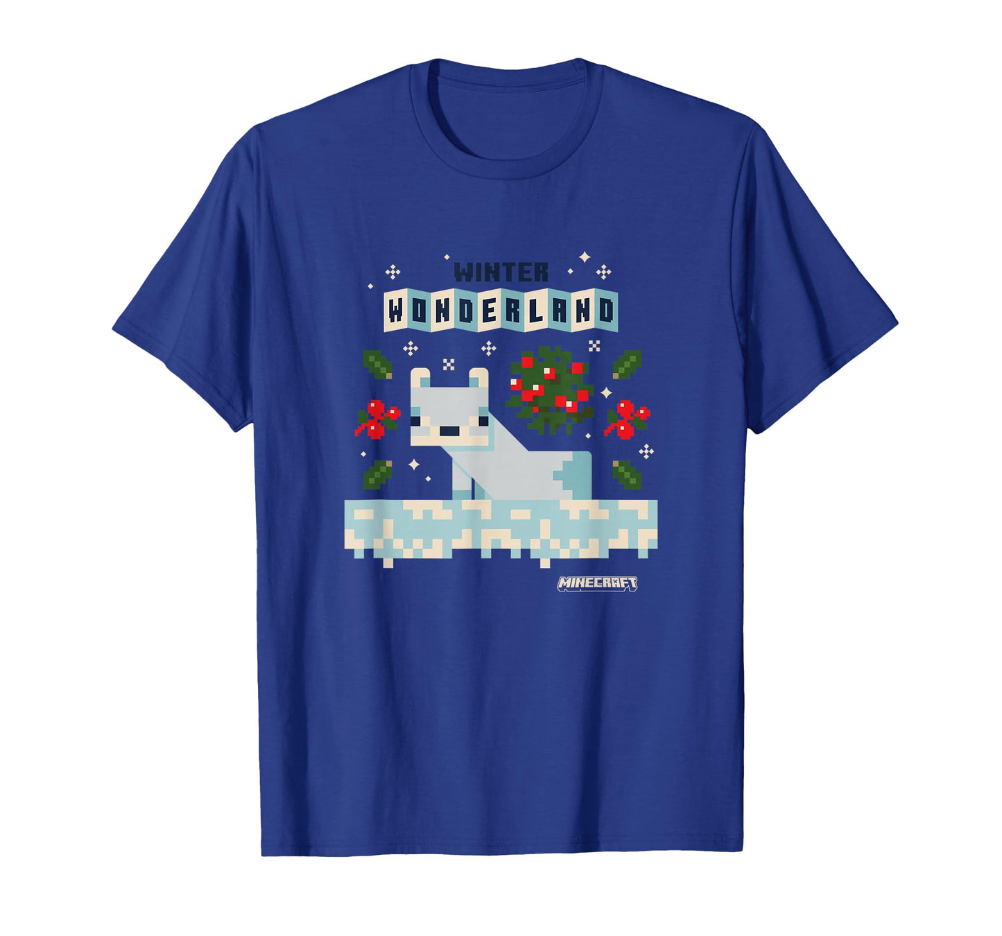 Minecraft Christmas Winter Wonderland Cute Snow Fox Shot T-Shirt