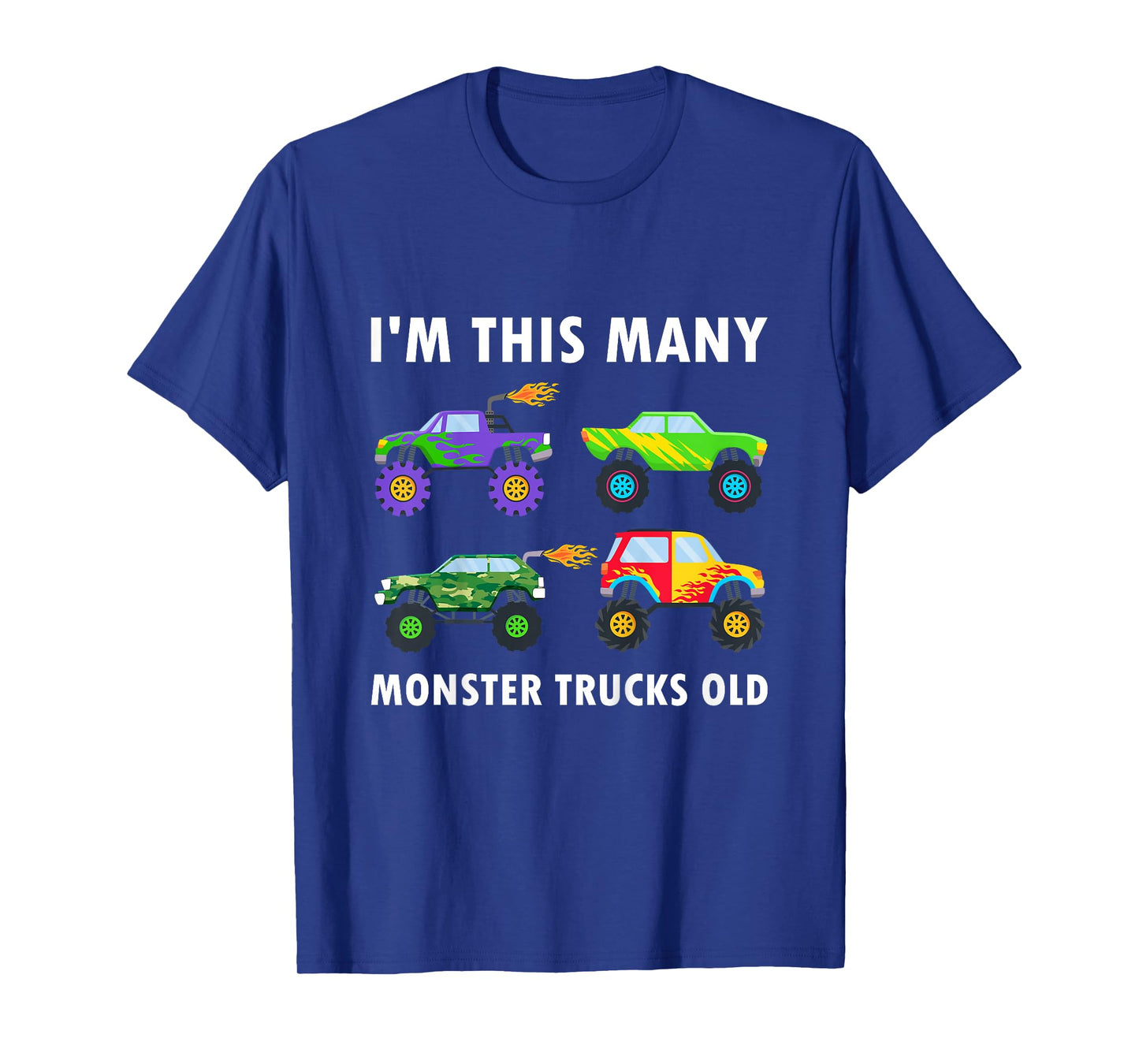 Kids 4 Years Old Boy Monster Trucks Old 4th Birthday Kids T-Shirt